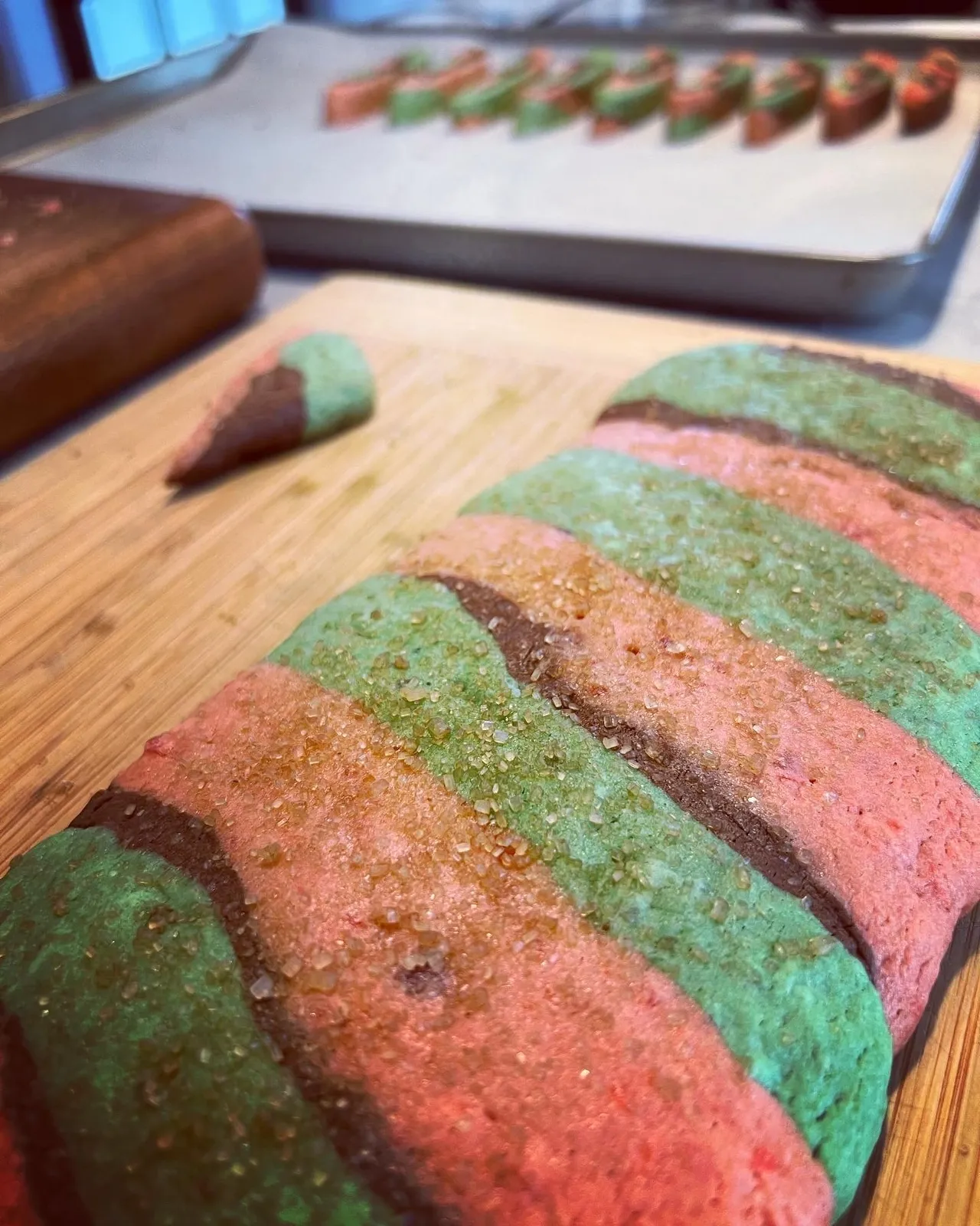 A close up of some food on a cutting board