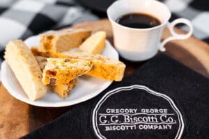 2026 Biscotti Season with Biscotti on a plate with coffee