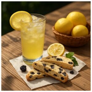 Limoncello Spritzer paired with Lemon Blueberry Biscotti from G. G. Biscotti Co.