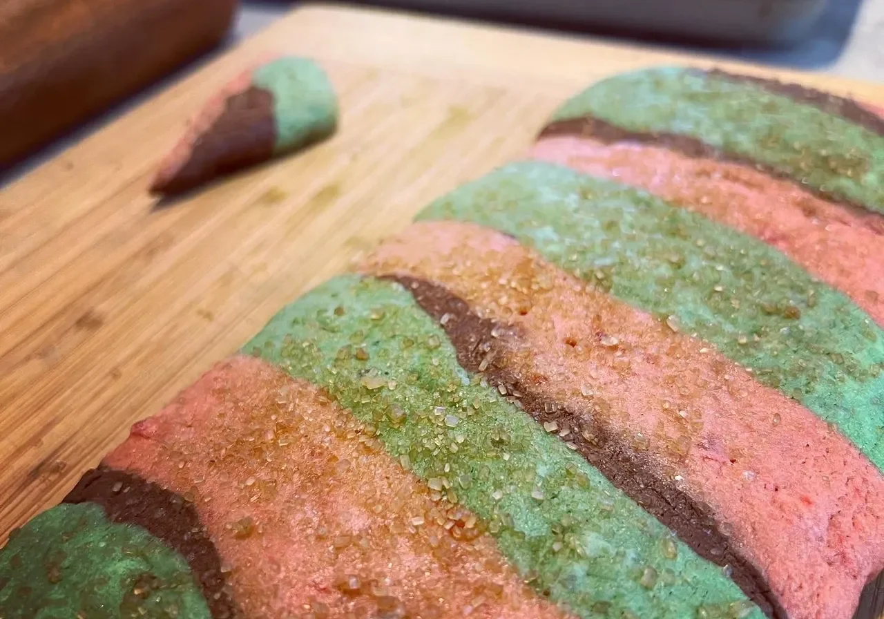 A close up of some food on a cutting board